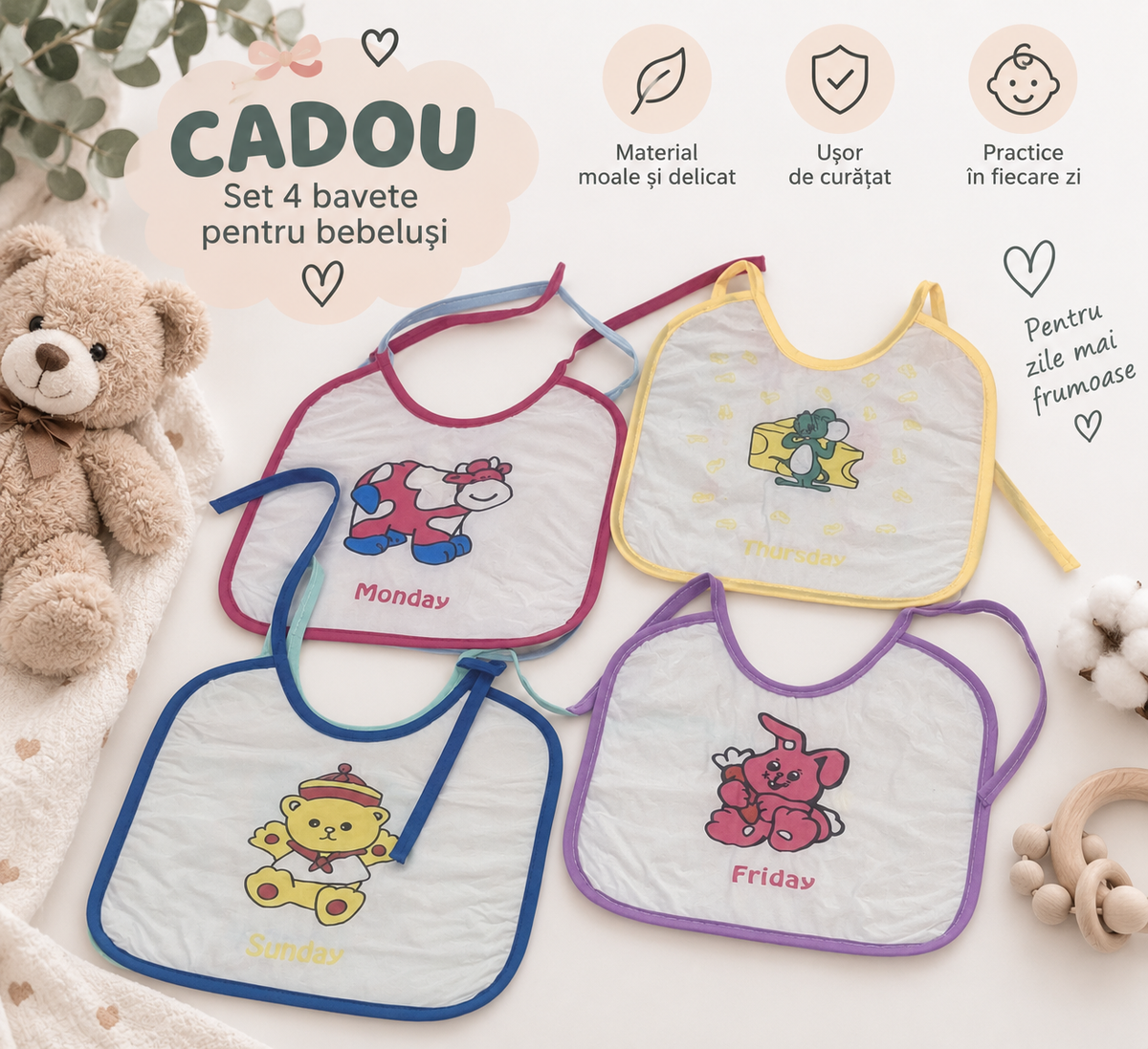 Marsupiu pentru bebeluși + Set 4 bavete CADOU 🎁